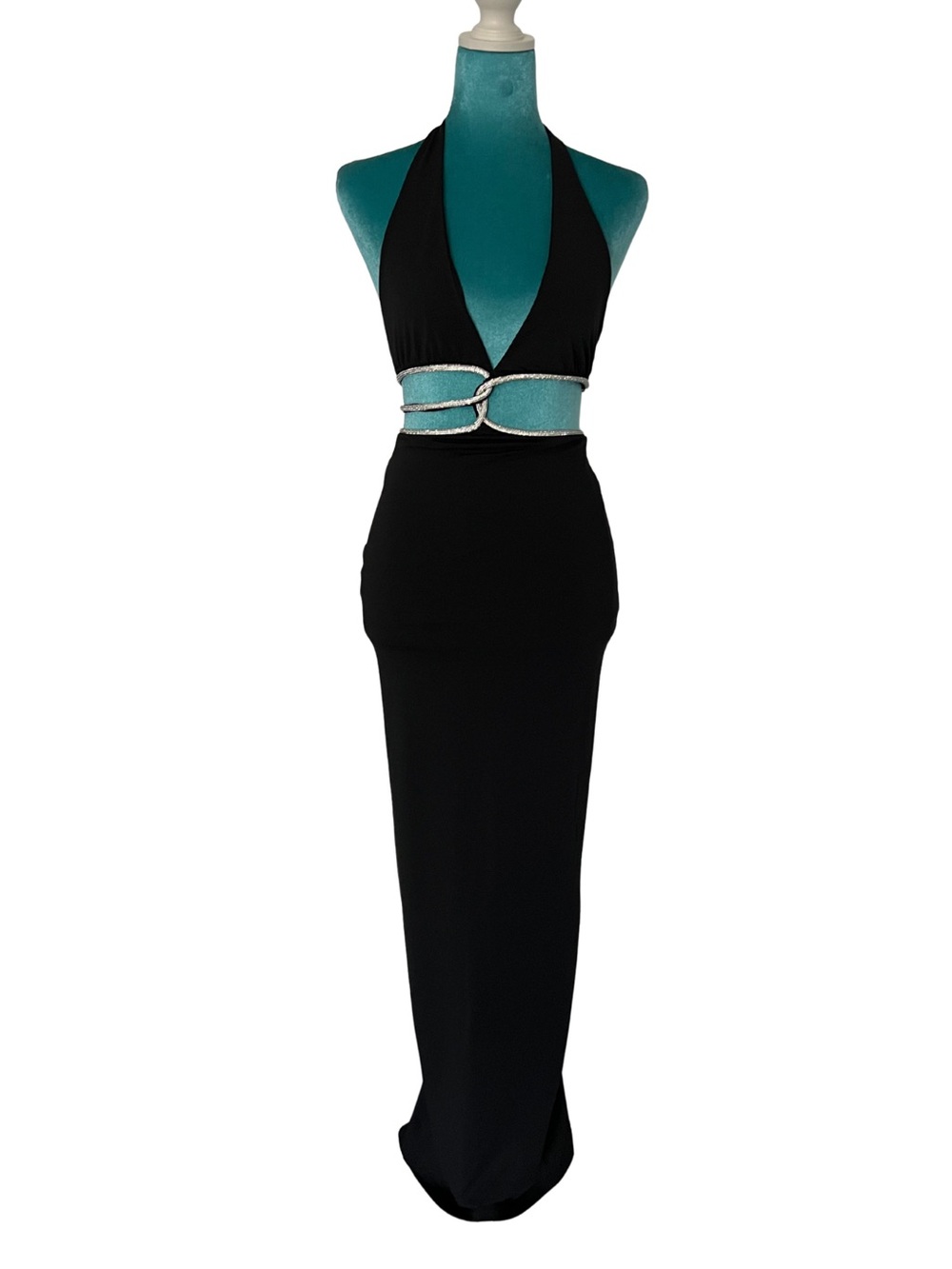NWT Meshki Nicha Diamante Cut Out Maxi Dress - Black